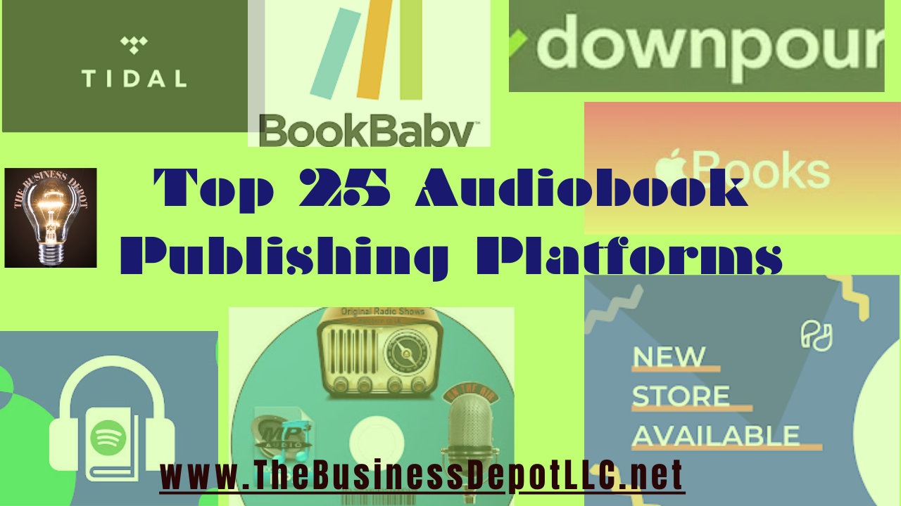 image of various audiobook platforms for blog post Top 25 Audiobook Publishing Platforms